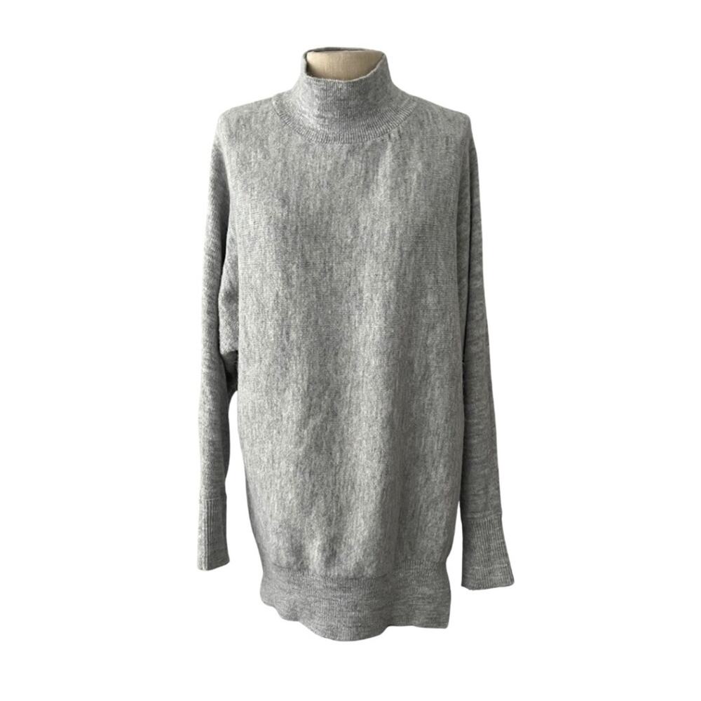 Magaschoni Oversized Mock Neck Grey Sweater Size M Soft Cozy